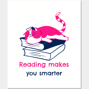 reading makes you smarter- cute lazy cat Posters and Art